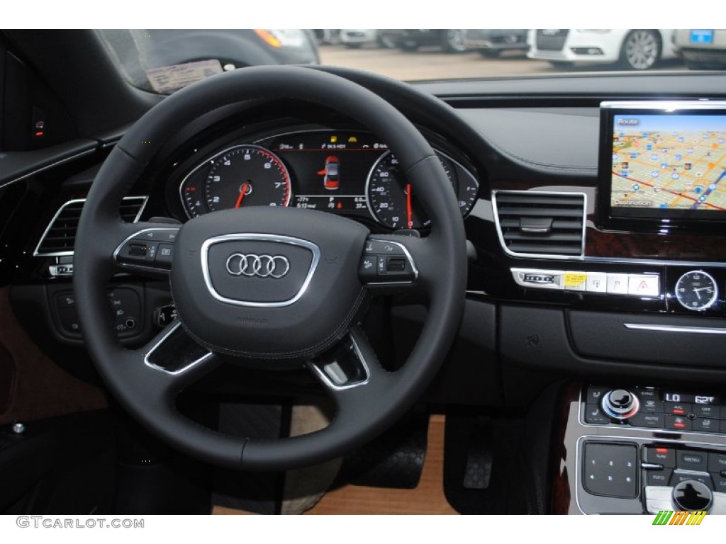 2013 Audi A8 L 4.0T quattro Nougat Brown Steering Wheel Photo #80945149
