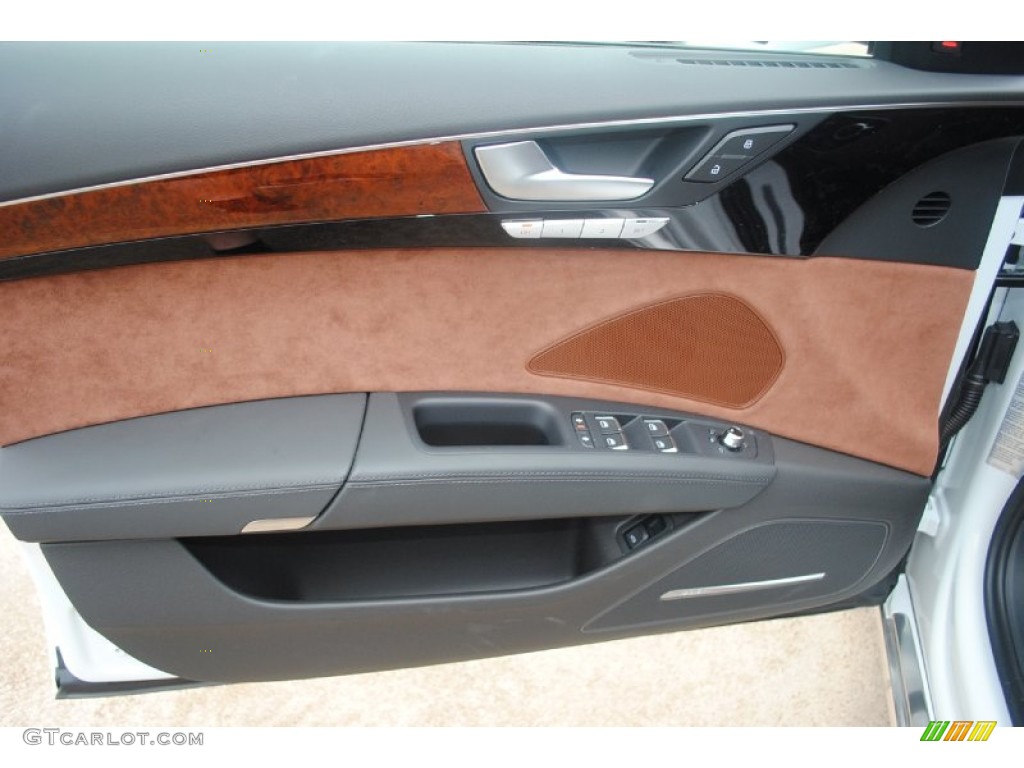 2013 Audi A8 L 4.0T quattro Nougat Brown Door Panel Photo #80945328
