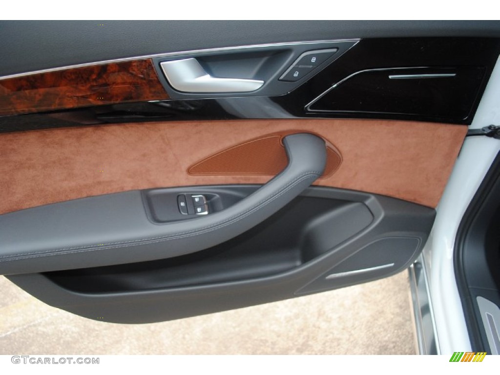 2013 Audi A8 L 4.0T quattro Nougat Brown Door Panel Photo #80945550