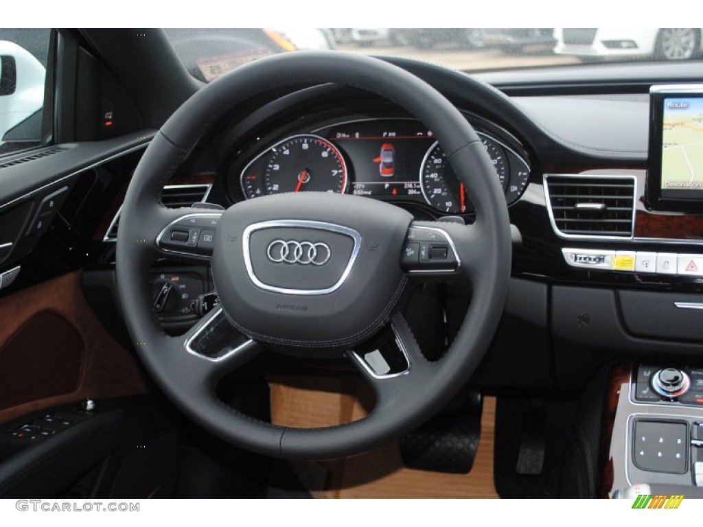 2013 Audi A8 L 4.0T quattro Nougat Brown Steering Wheel Photo #80945634