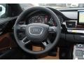 2013 Audi A8 Nougat Brown Interior Steering Wheel Photo