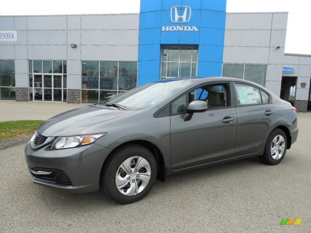 2013 Civic LX Sedan - Polished Metal Metallic / Gray photo #1