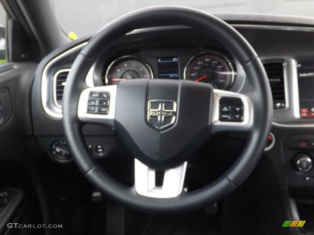 2011 Dodge Charger R/T Mopar '11 Black/Mopar Blue Steering Wheel Photo #80946601