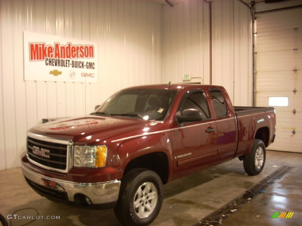 2008 Sierra 1500 SLE Extended Cab 4x4 - Dark Crimson Metallic / Ebony photo #1