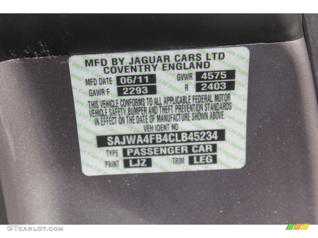 2012 XK Color Code LJZ for Lunar Grey Metallic Photo #80956411