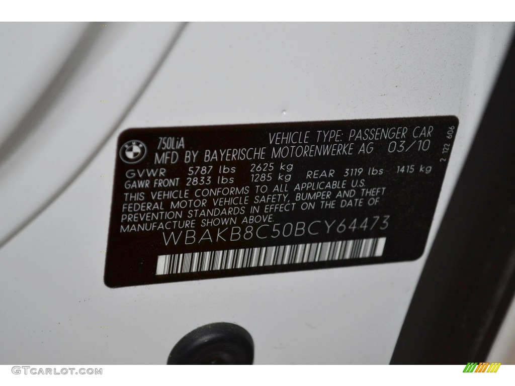 2011 7 Series 750Li Sedan - Mineral White Metallic / Saddle/Black Nappa Leather photo #7