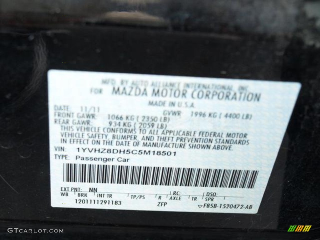 2012 MAZDA6 i Touring Sedan - Ebony Black / Black photo #5