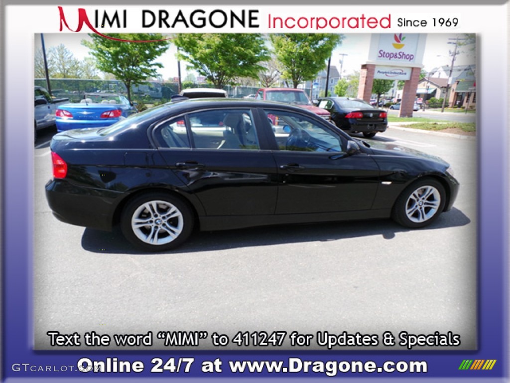 2008 3 Series 328xi Sedan - Jet Black / Beige photo #4