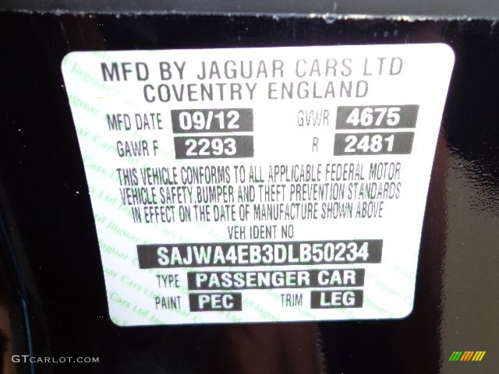2013 Jaguar XK XK Convertible Color Code Photos