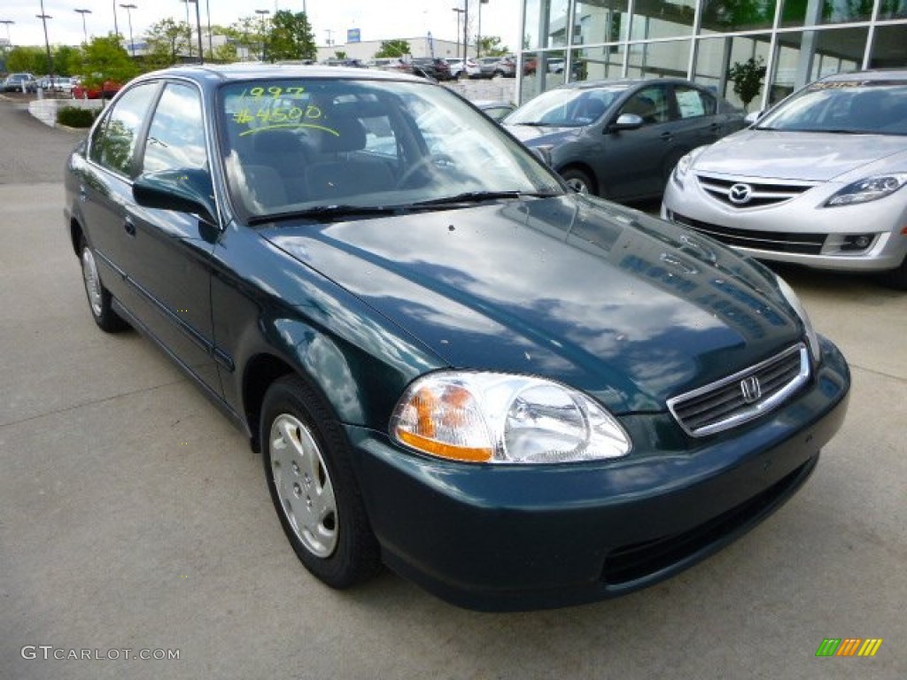 1997 Civic EX Sedan - Cypress Green Metallic / Beige photo #7