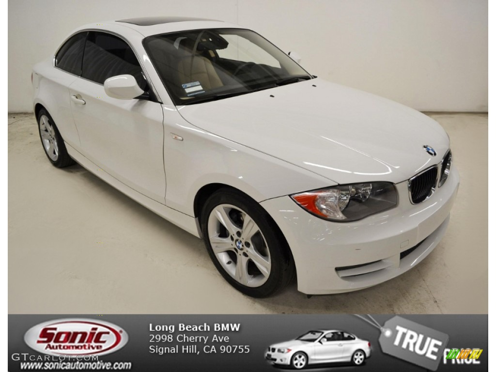 2010 1 Series 128i Coupe - Alpine White / Beige Boston Leather photo #1