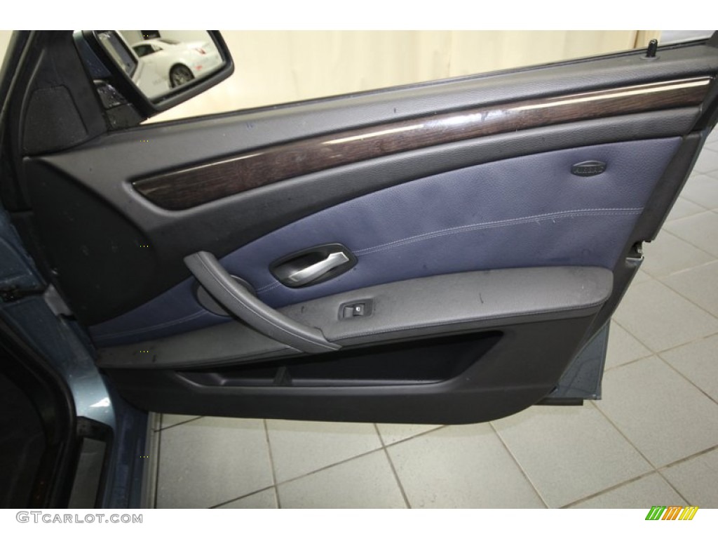 2008 BMW 5 Series 528i Sedan Dark Blue Dakota Leather Door Panel Photo #80992902