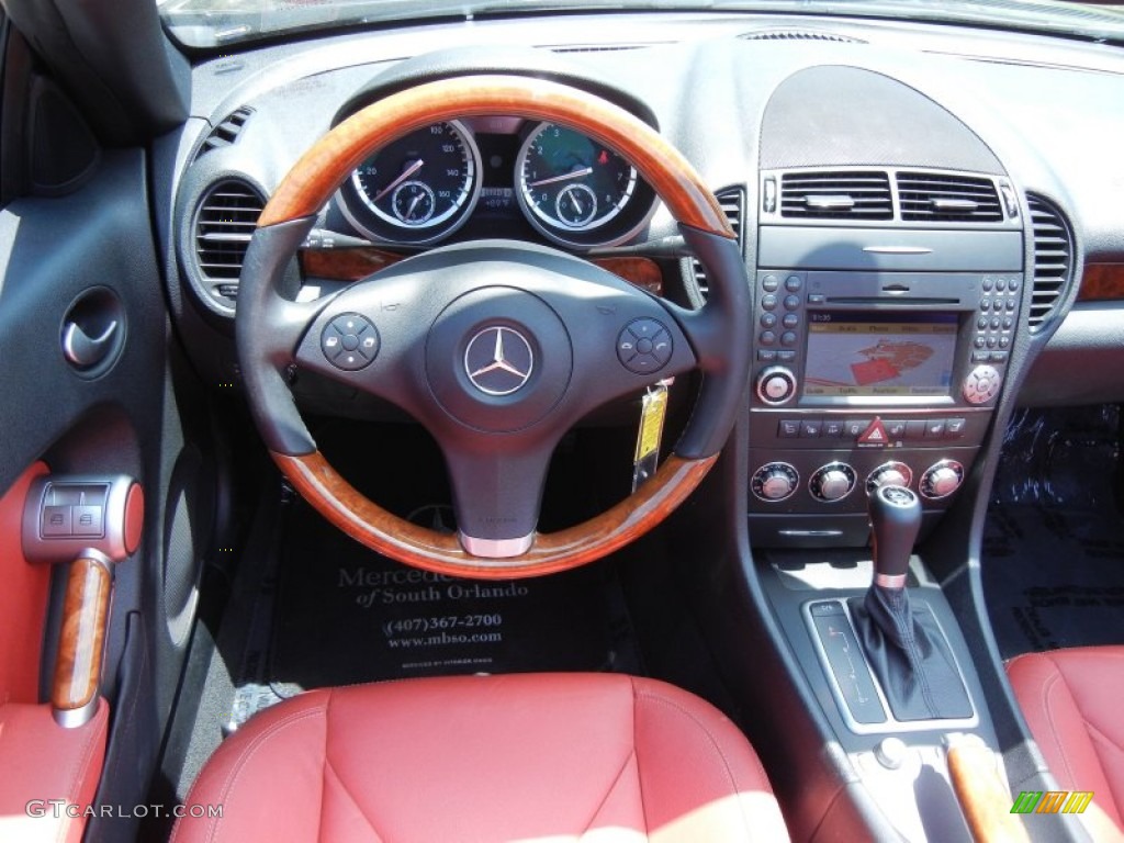 2010 SLK 300 Roadster - Black / Red photo #21