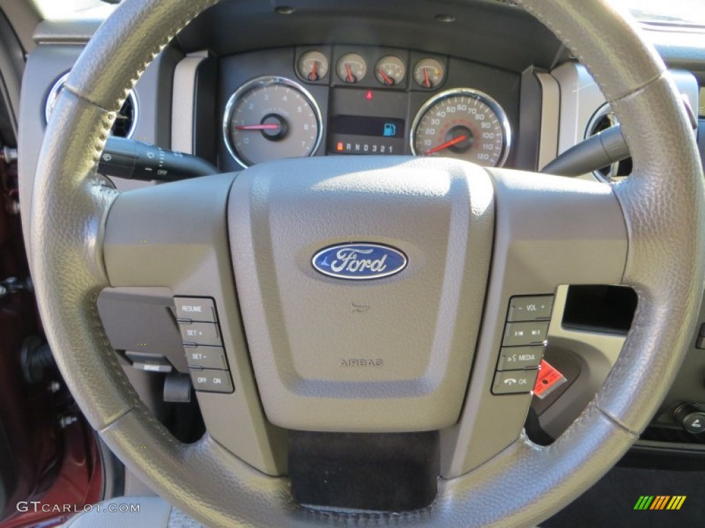 2010 Ford F150 XLT SuperCrew Medium Stone Steering Wheel Photo #80998176