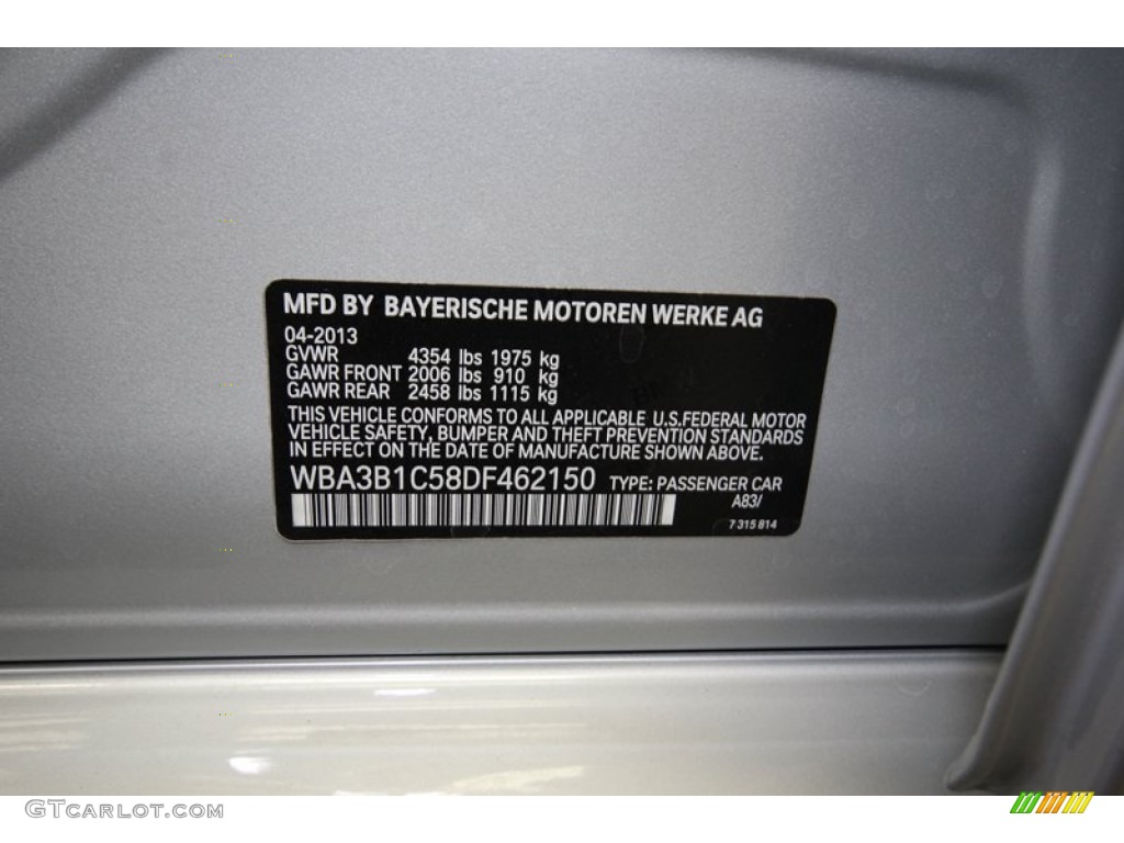 2013 3 Series Color Code A83 for Glacier Silver Metallic Photo #81000666