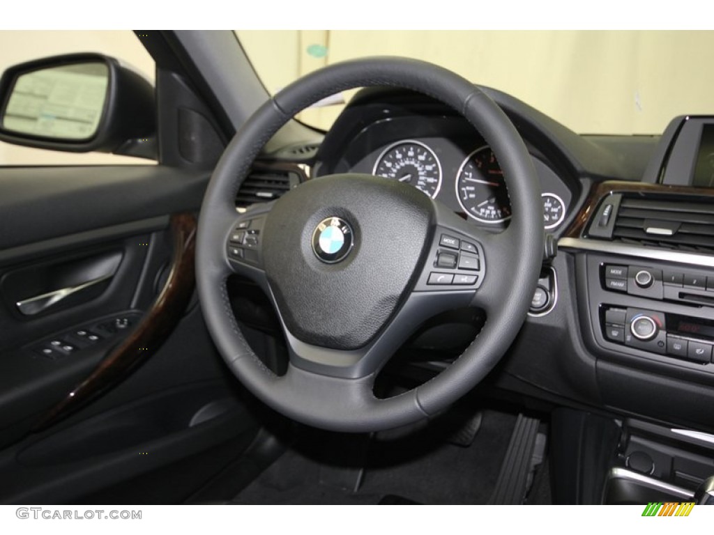 2013 BMW 3 Series 320i Sedan Black Steering Wheel Photo #81000980