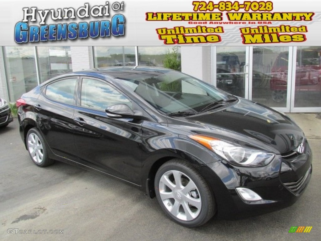 2013 Elantra Limited - Midnight Black / Gray photo #1