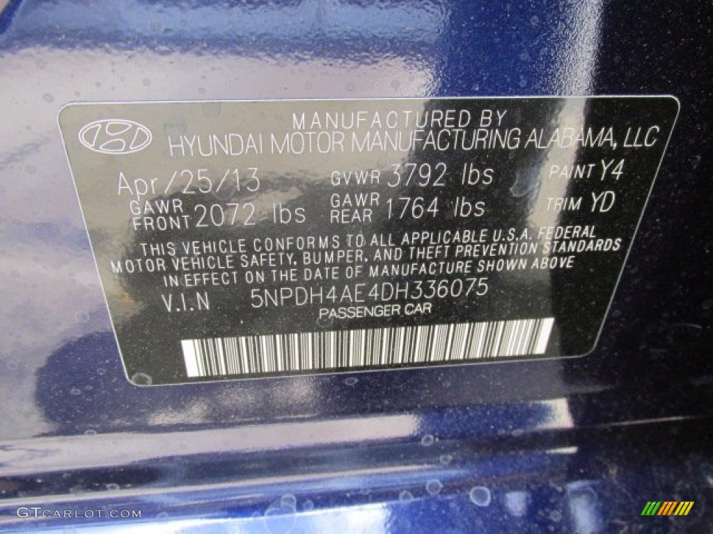 2013 Elantra GLS - Indigo Night / Beige photo #10