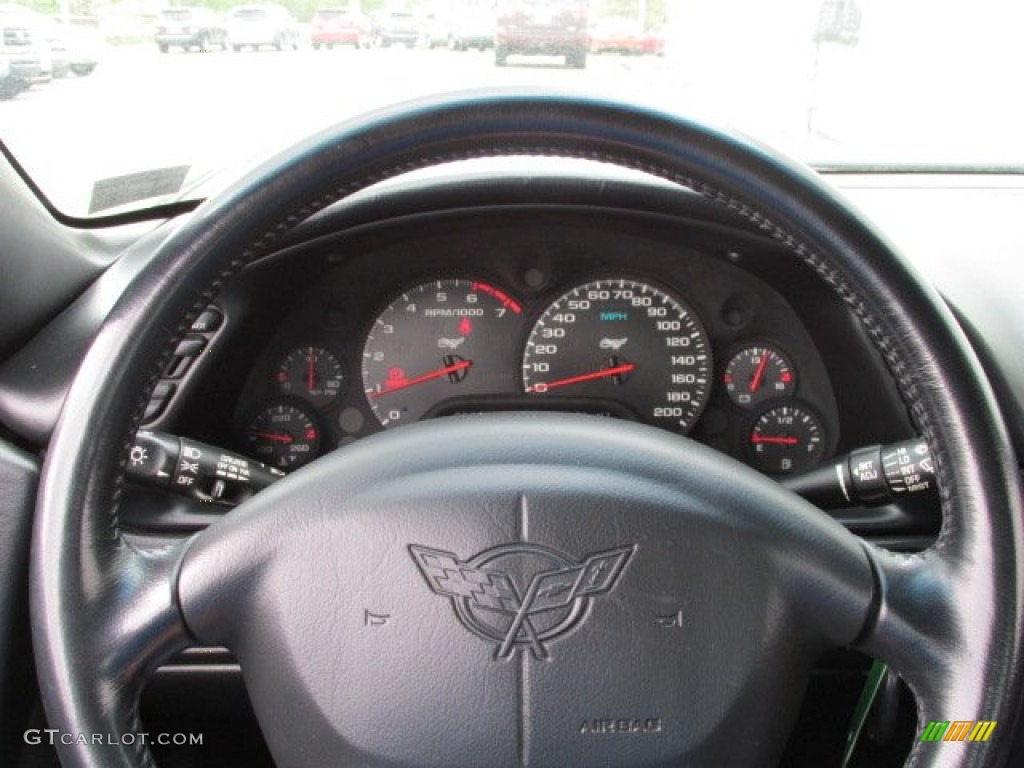 2003 Chevrolet Corvette Coupe Black Steering Wheel Photo #81007355
