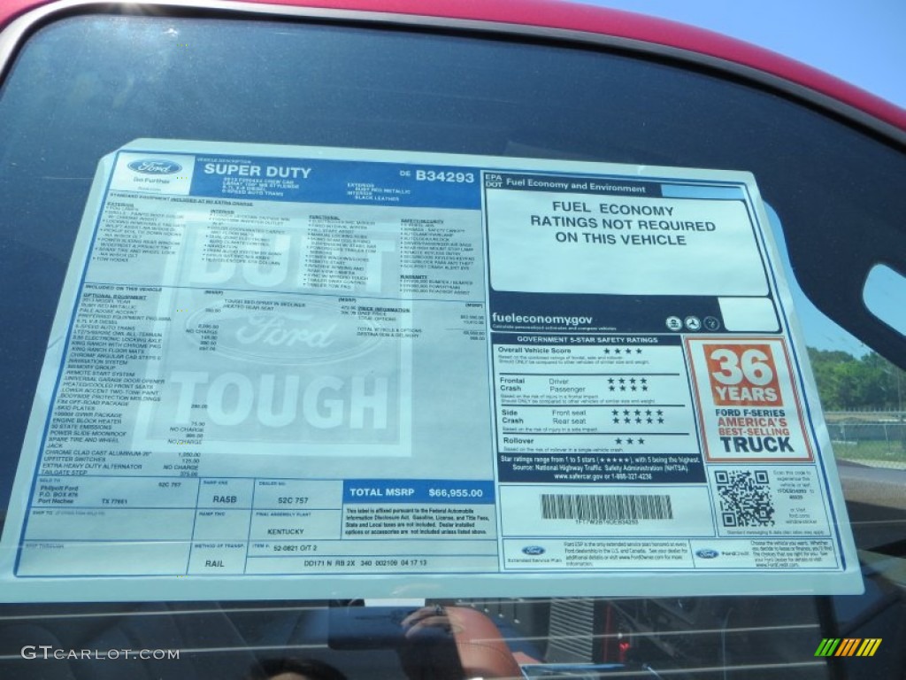 2013 Ford F250 Super Duty King Ranch Crew Cab 4x4 Window Sticker Photo #81007511