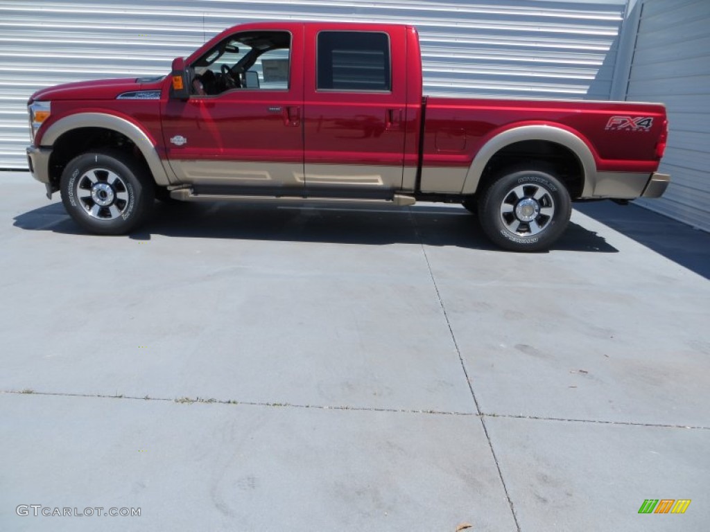 2013 F250 Super Duty King Ranch Crew Cab 4x4 - Ruby Red Metallic / King Ranch Chaparral Leather/Black Trim photo #6