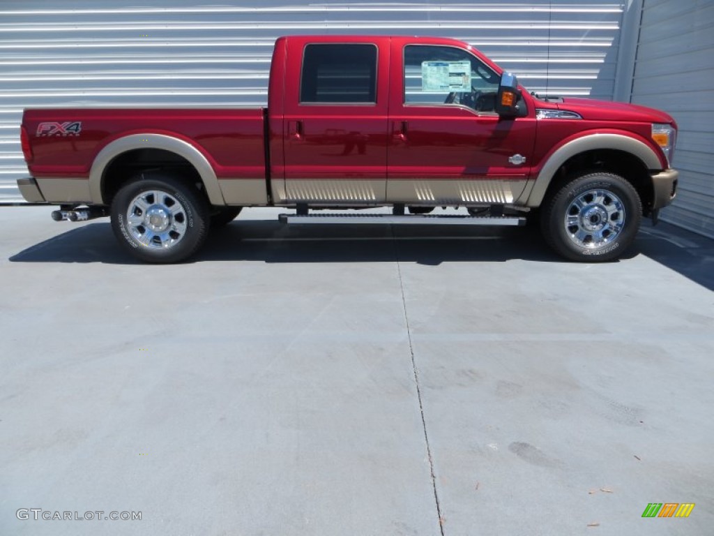 2013 F250 Super Duty King Ranch Crew Cab 4x4 - Ruby Red Metallic / King Ranch Chaparral Leather/Adobe Trim photo #3