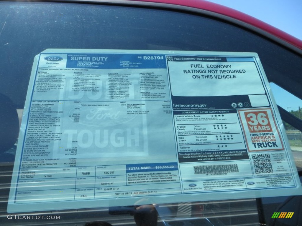 2013 Ford F250 Super Duty King Ranch Crew Cab 4x4 Window Sticker Photo #81008888