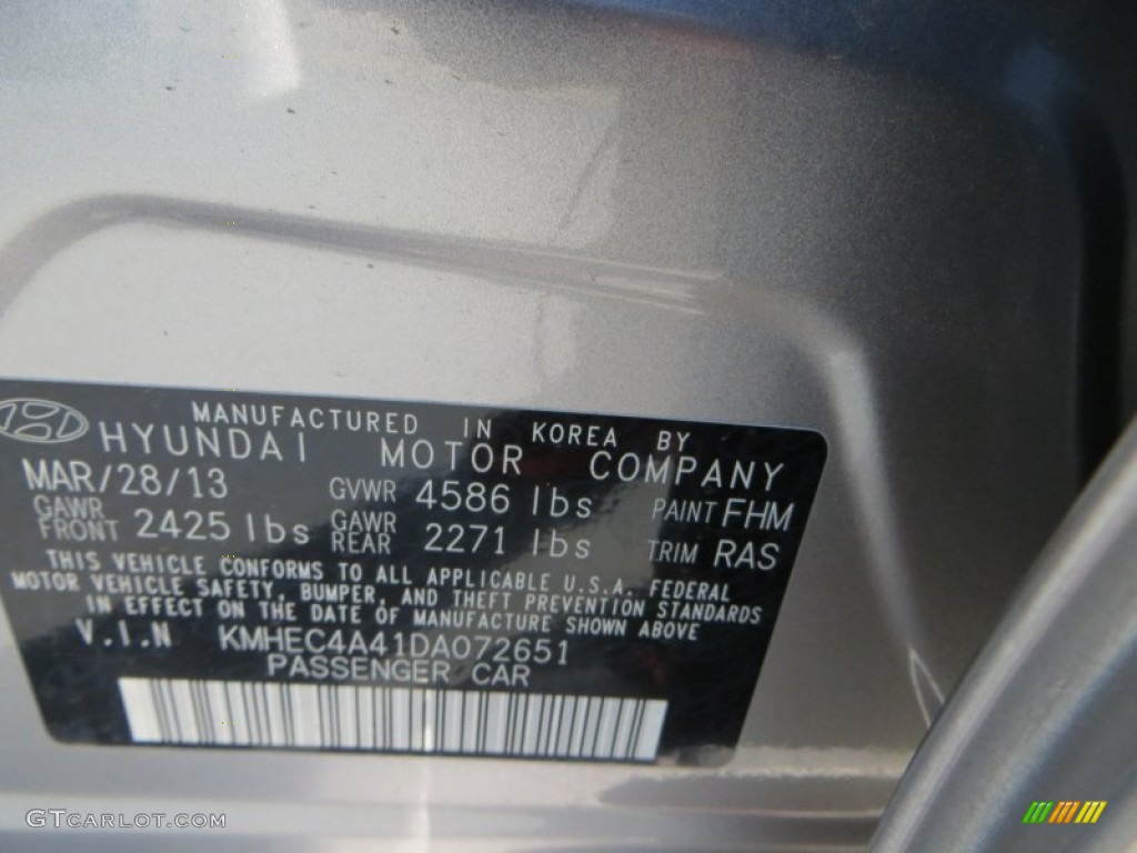 2013 Sonata Color Code FHM for Hyper Silver Metallic Photo #81009432