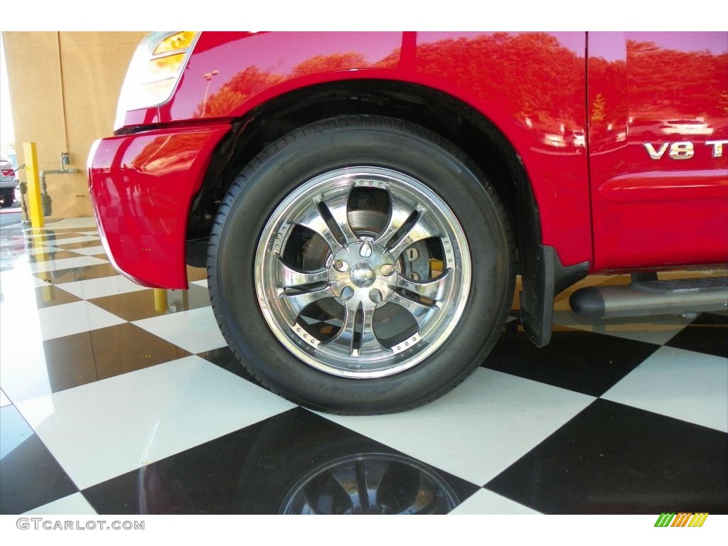 2005 Titan LE Crew Cab - Red Brawn / Graphite/Titanium photo #6