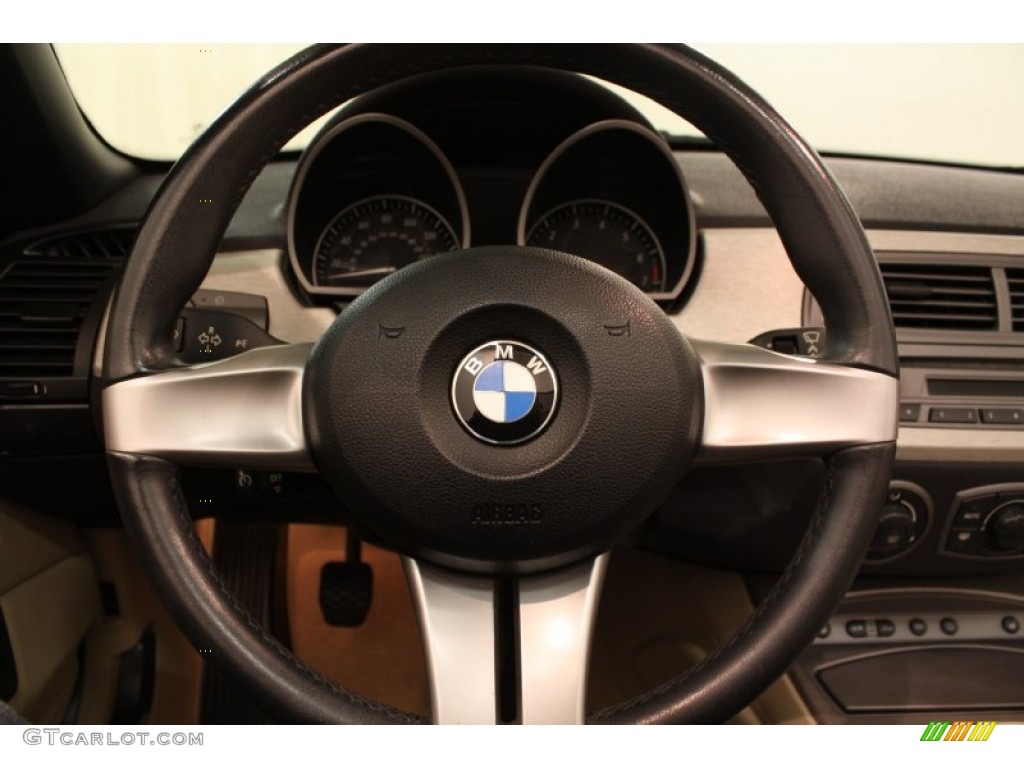 2003 BMW Z4 2.5i Roadster Beige Steering Wheel Photo #81016962