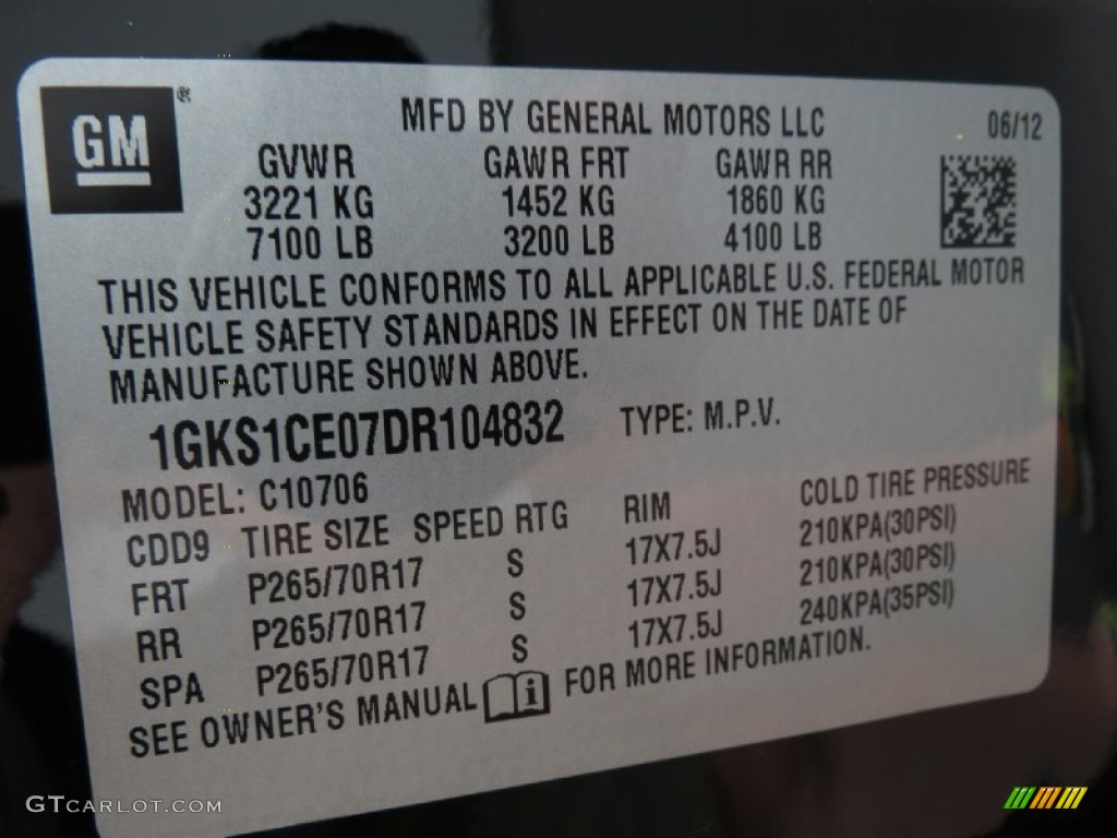 2013 GMC Yukon SLT Info Tag Photo #81020995