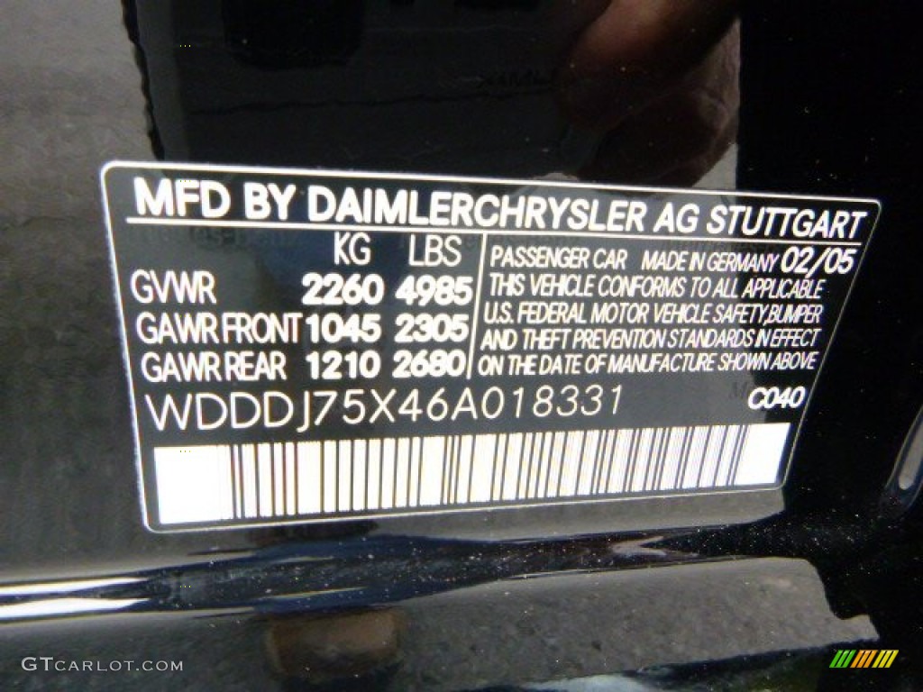 2006 CLS Color Code 040 for Black Photo #81021087
