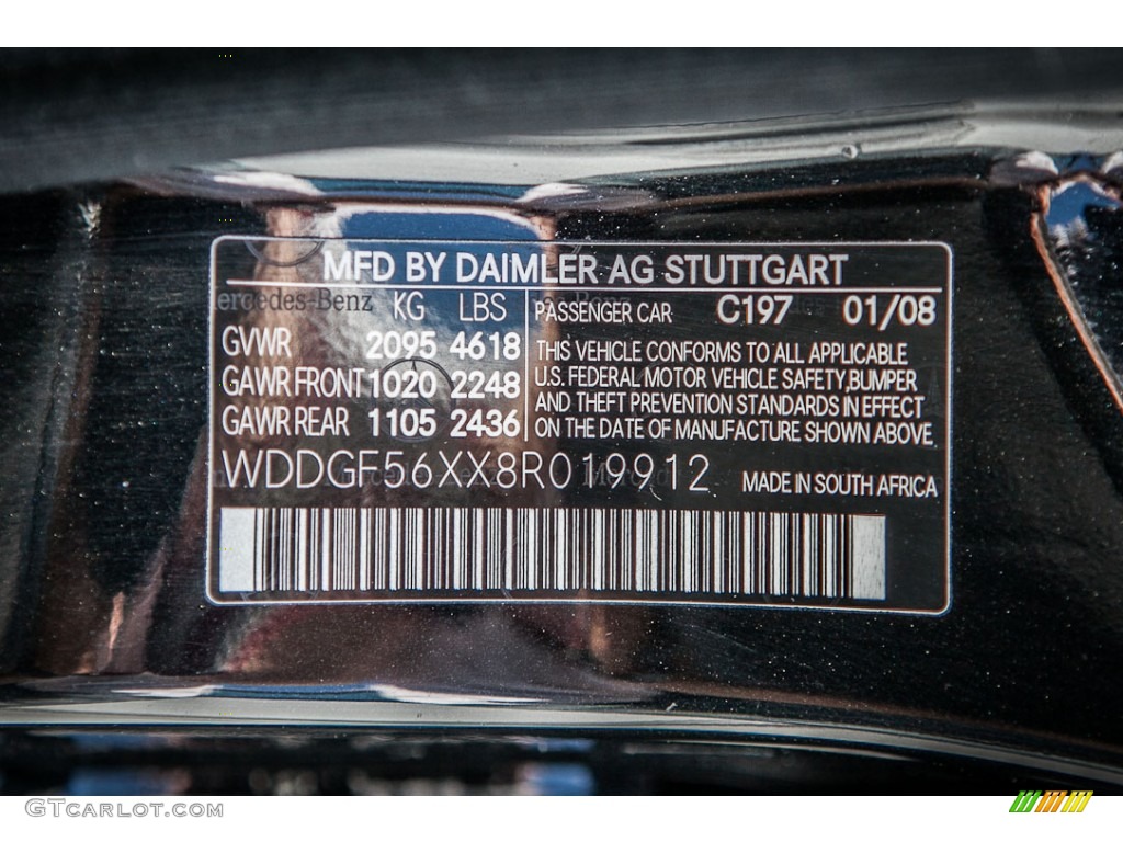 2008 C Color Code 197 for Obsidian Black Metallic Photo #81025545