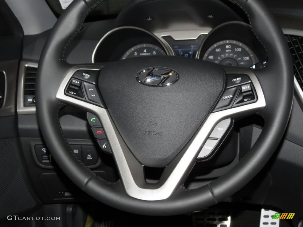 2013 Hyundai Veloster Standard Veloster Model Black Steering Wheel Photo #81025899