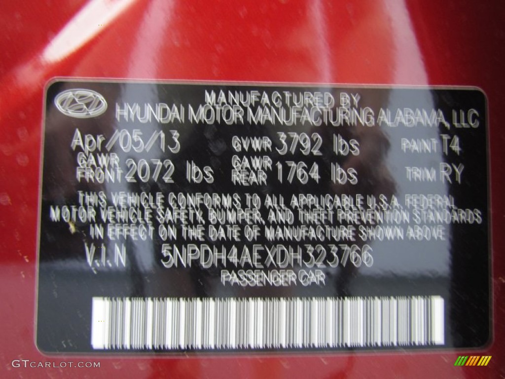 2013 Elantra Limited - Sparkling Ruby / Black photo #7