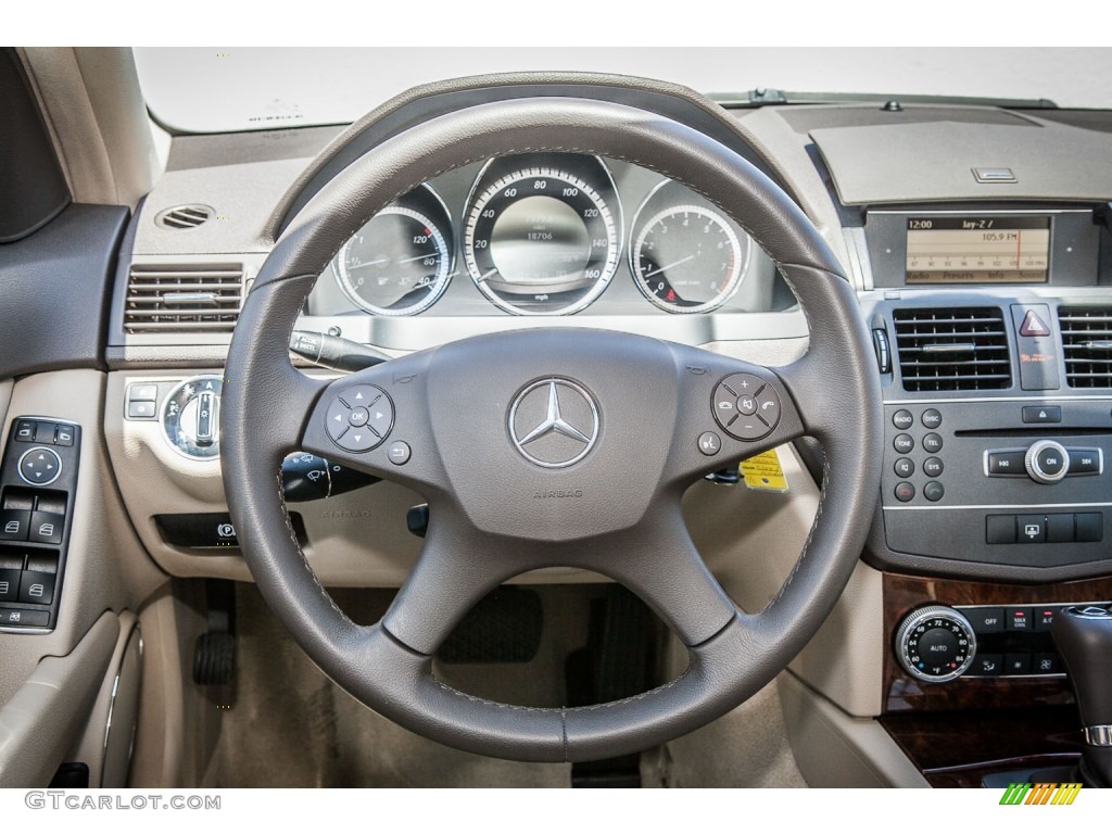 2011 Mercedes-Benz C 300 Luxury Almond/Mocha Steering Wheel Photo #81028299