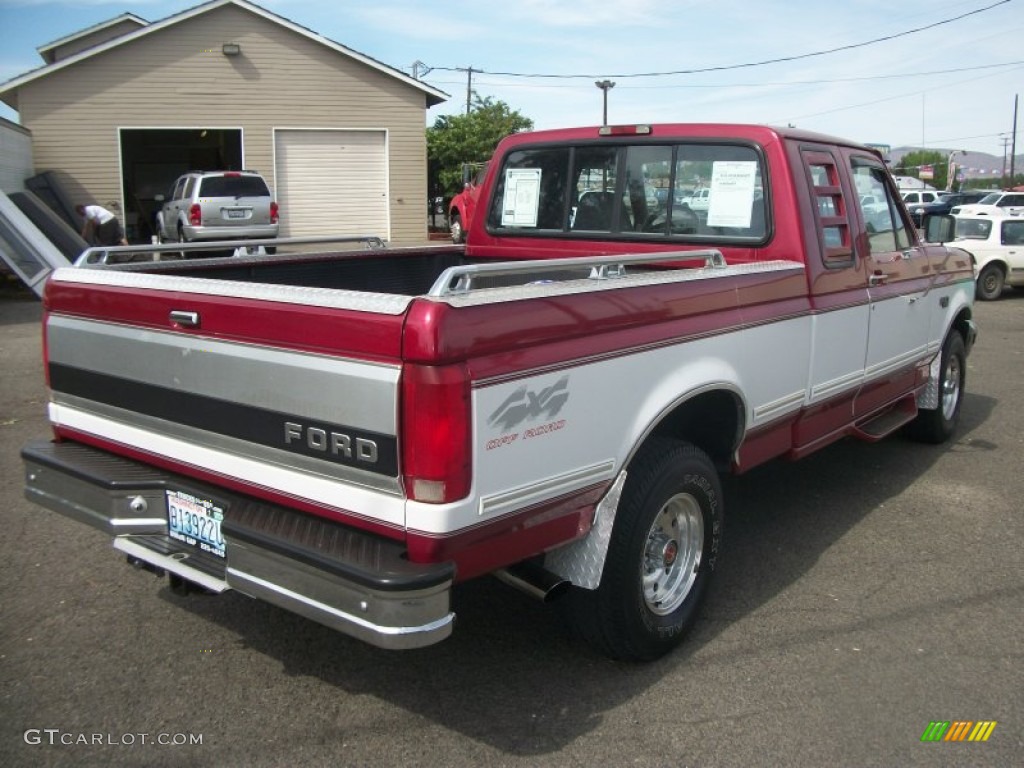 1995 F150 XLT Extended Cab 4x4 - Electric Currant Red Pearl / Gray photo #2