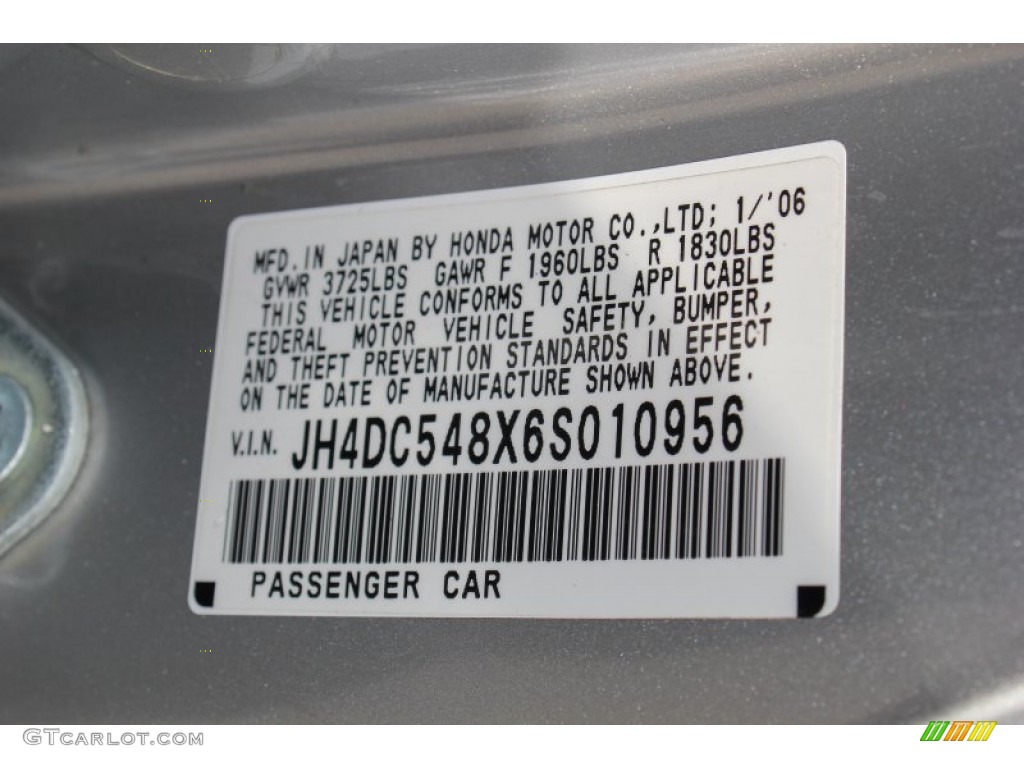2006 Acura RSX Sports Coupe Info Tag Photo #81039708