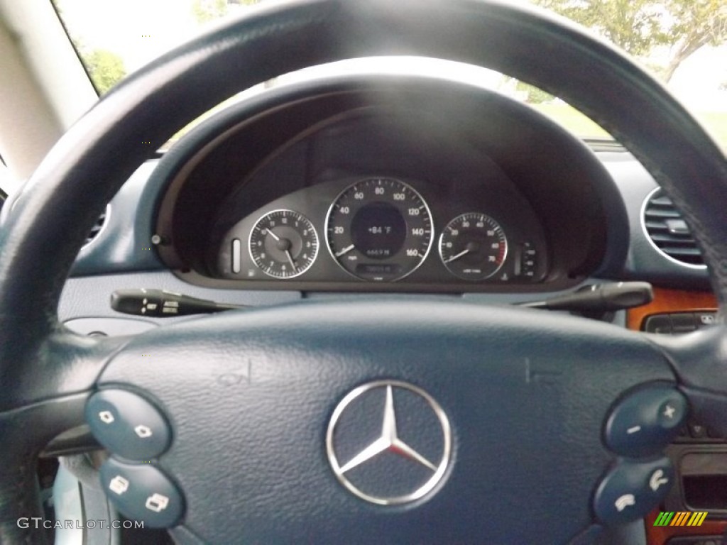 2004 Mercedes-Benz CLK 320 Coupe Pacific Blue Steering Wheel Photo #81042053
