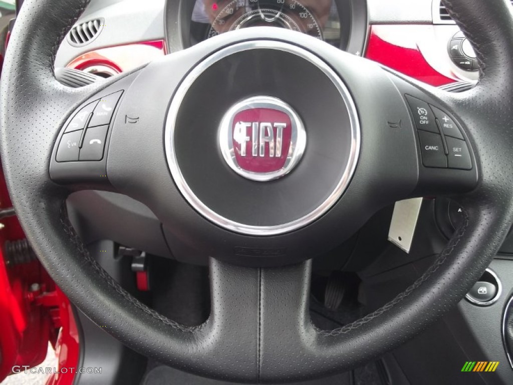 2012 Fiat 500 Sport Sport Tessuto Nero/Nero (Black/Black) Steering Wheel Photo #81042691