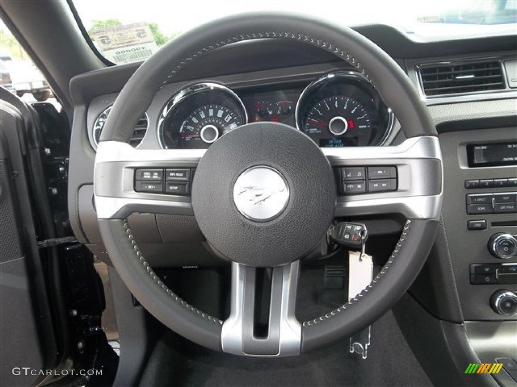 2014 Ford Mustang V6 Coupe Charcoal Black Steering Wheel Photo #81044037