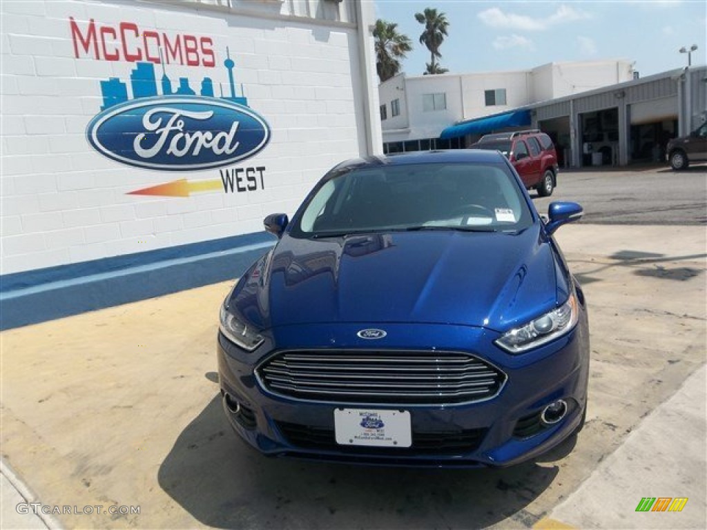 2013 Fusion SE 1.6 EcoBoost - Deep Impact Blue Metallic / SE Appearance Package Charcoal Black/Red Stitching photo #1