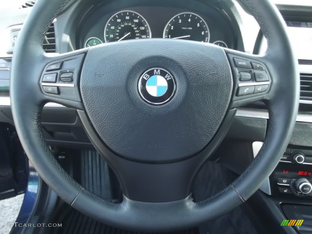 2010 BMW 5 Series 550i Gran Turismo Black Steering Wheel Photo #81046335