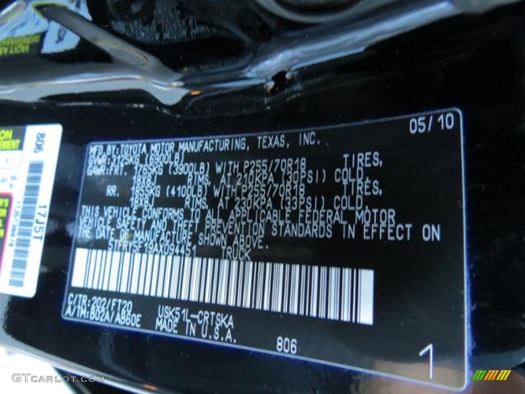 202 2010 Toyota Tundra X-SP Double Cab Parts