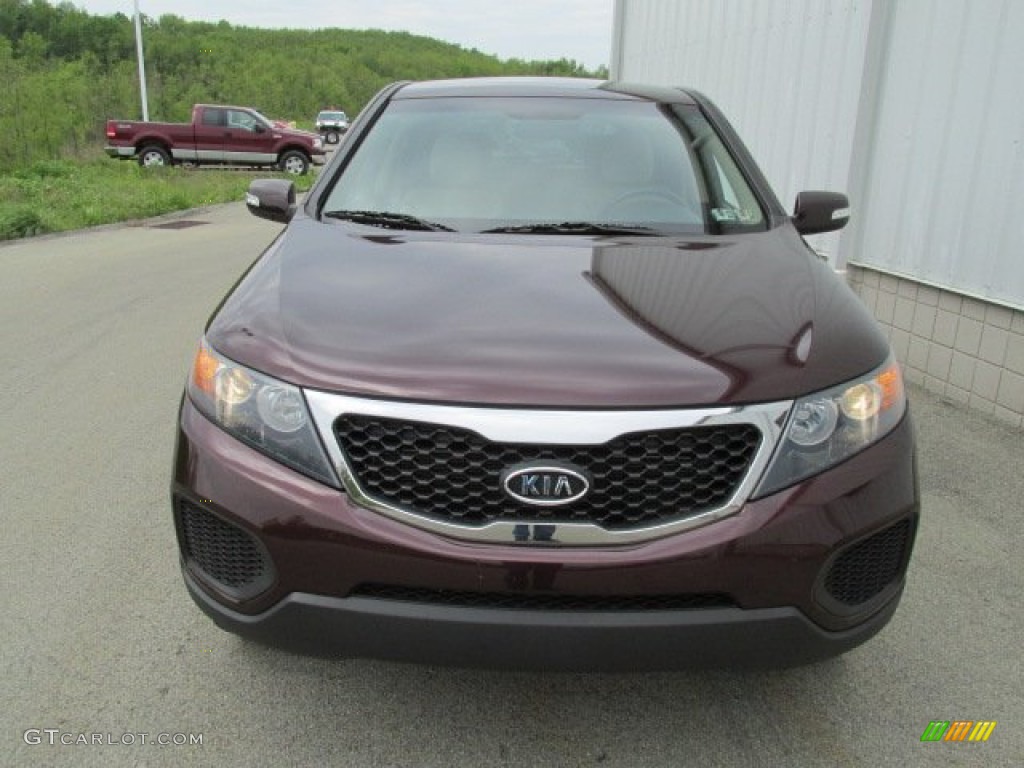 2011 Sorento LX AWD - Dark Cherry / Beige photo #5