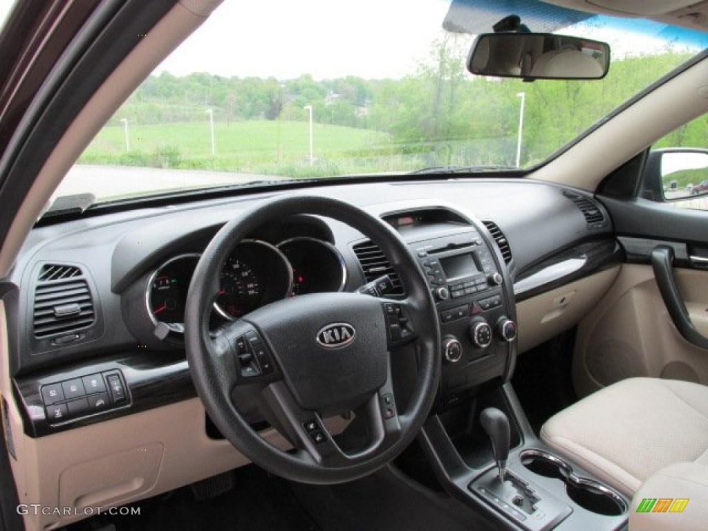 2011 Sorento LX AWD - Dark Cherry / Beige photo #12