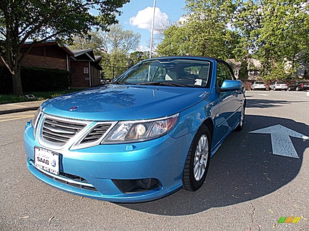 2008 9-3 2.0T Convertible - Electric Blue Metallic / Parchment photo #1