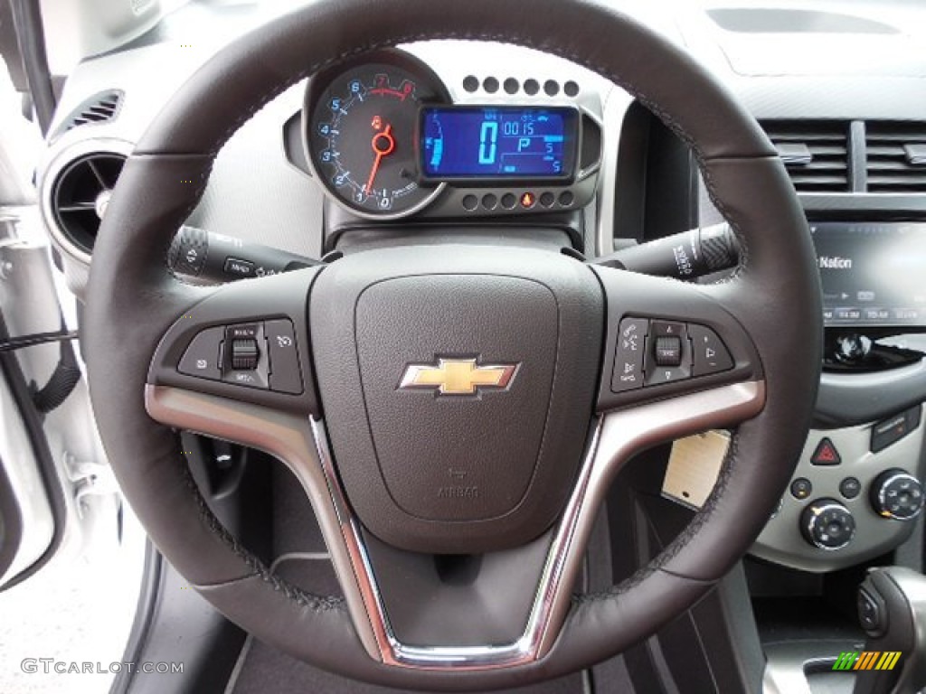 2013 Chevrolet Sonic LTZ Sedan Jet Black/Dark Titanium Steering Wheel Photo #81059211