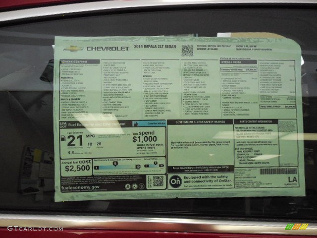 2014 Chevrolet Impala LT Window Sticker Photo #81059491