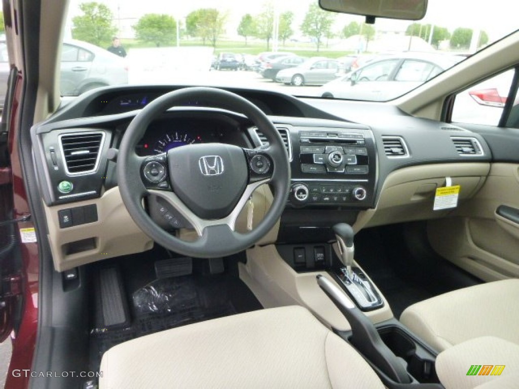 2013 Civic LX Sedan - Crimson Red Pearl / Beige photo #12